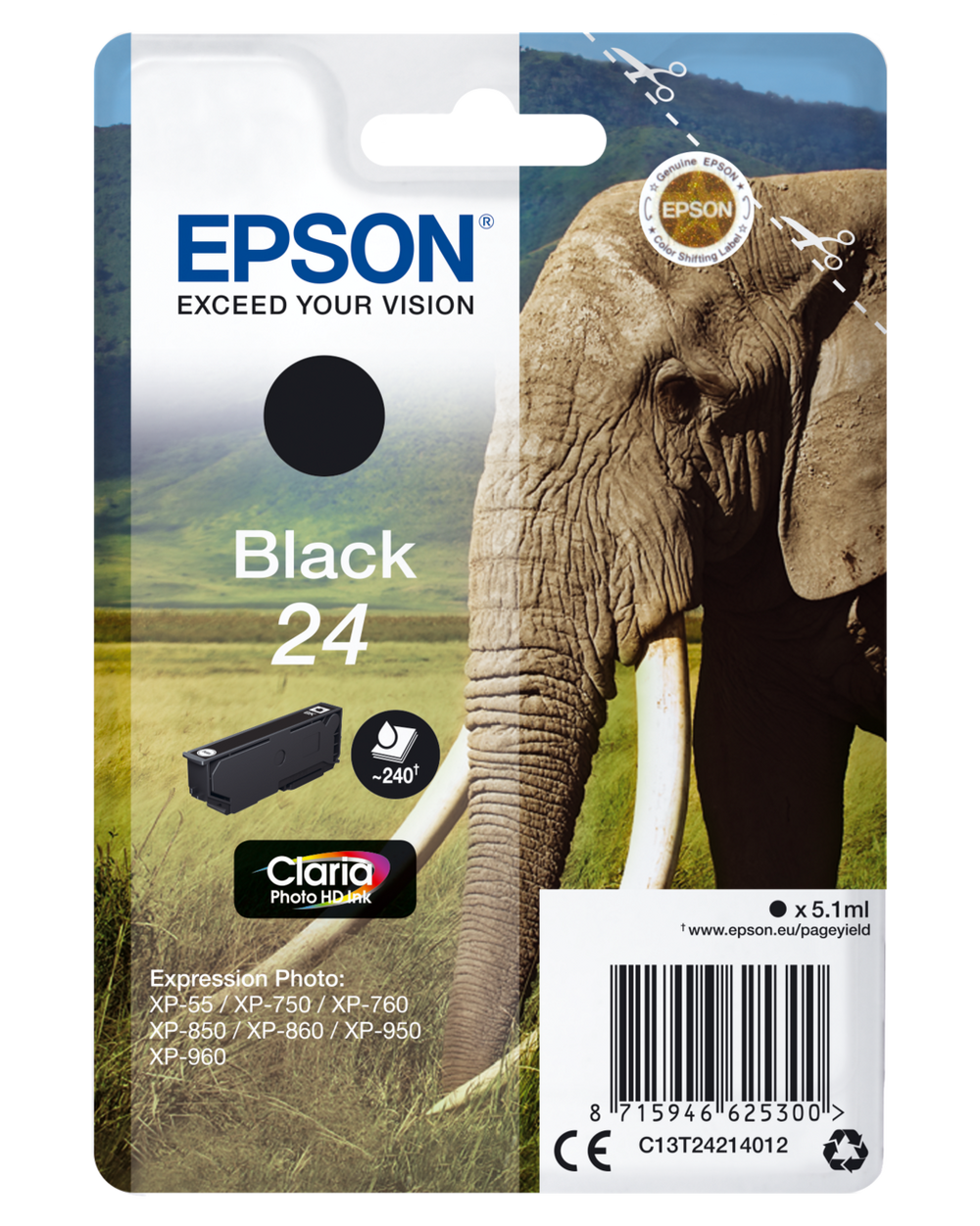 Genuine Epson 24 Black Ink Cartridge
