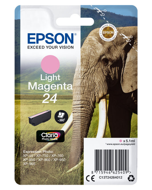 Genuine Epson 24 Light Magenta Ink Cartridge