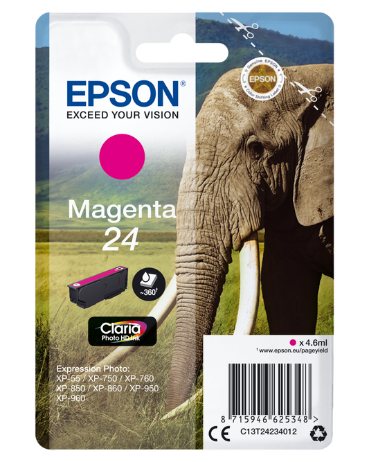 Genuine Epson 24 Magenta Ink Cartridge