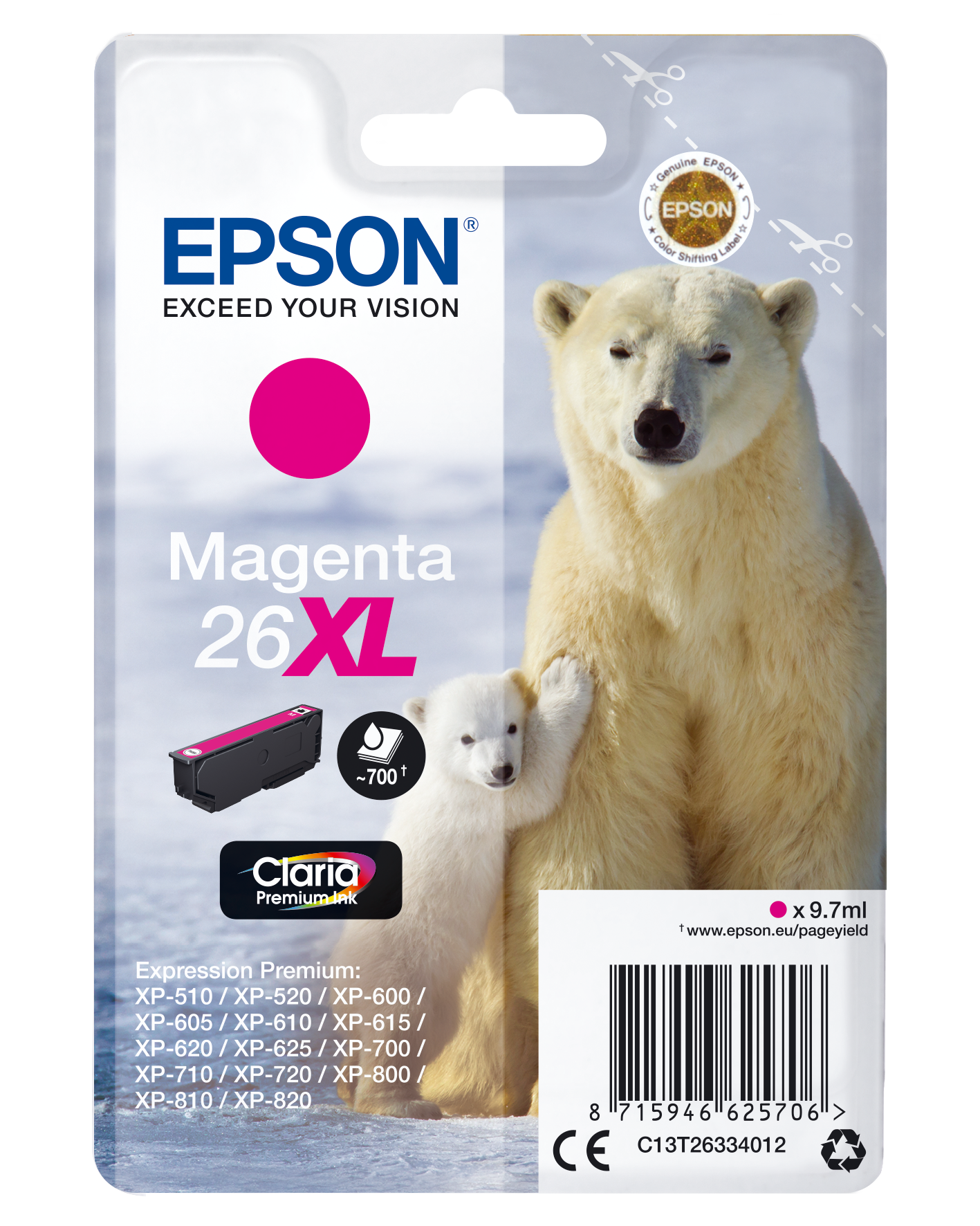 Genuine Epson 26XL Magenta Ink Cartridge