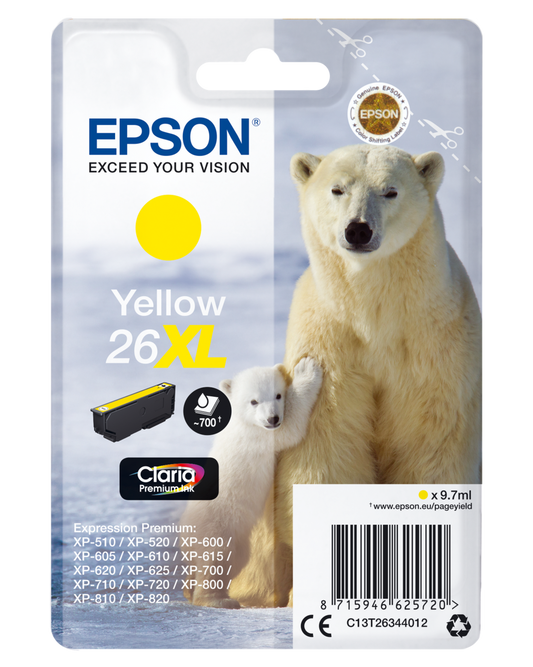 Genuine Epson 26XL Yellow Ink Cartridge