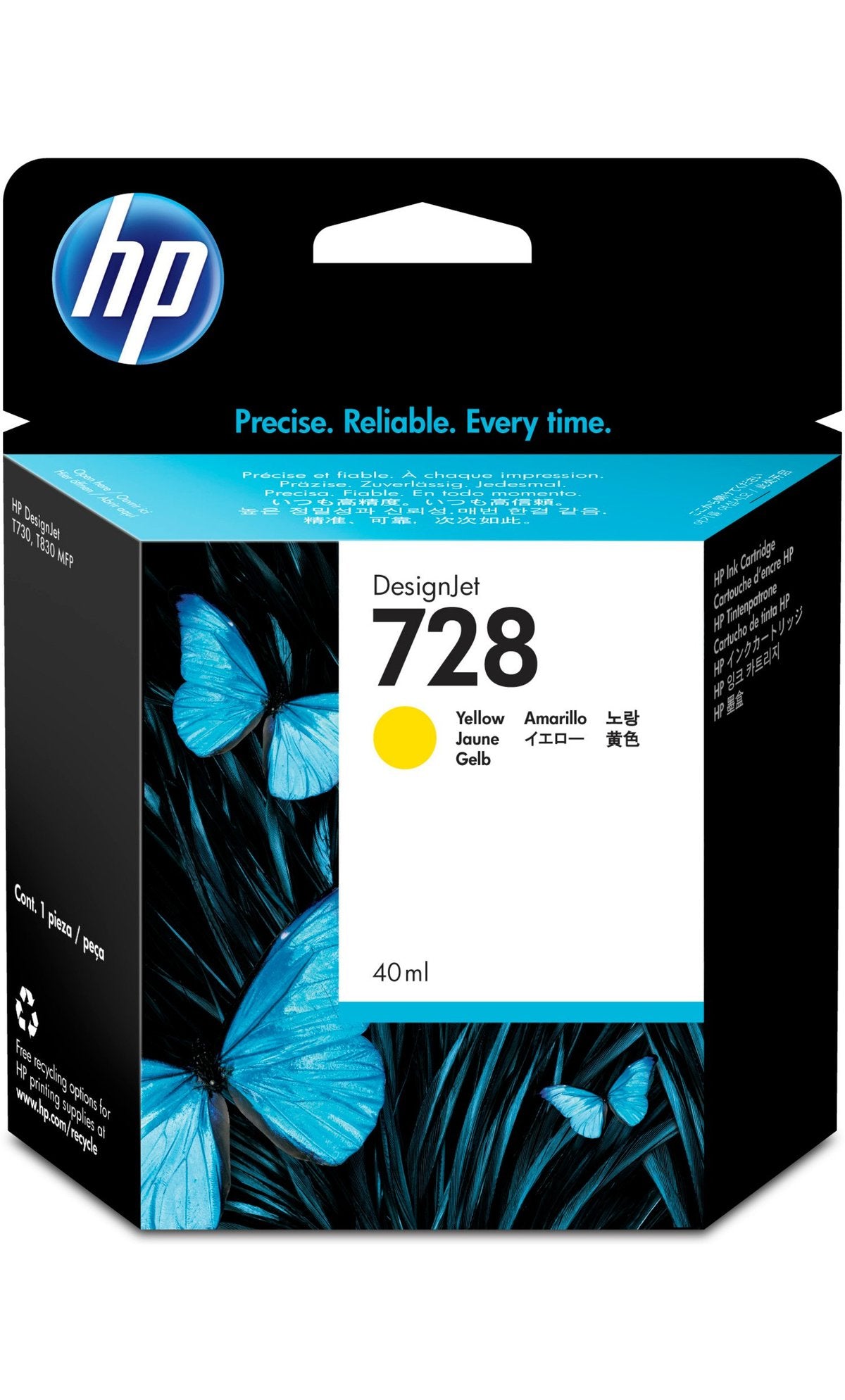 Genuine HP 728 Yellow Ink Cartridge 40ml F9J61A