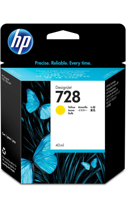 Genuine HP 728 Yellow Ink Cartridge 40ml F9J61A