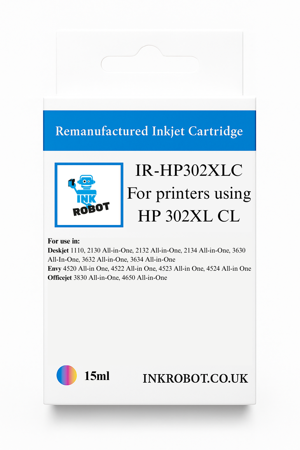 Remanufactured HP 302XL Tri Colour Ink Cartridge F6U67AE