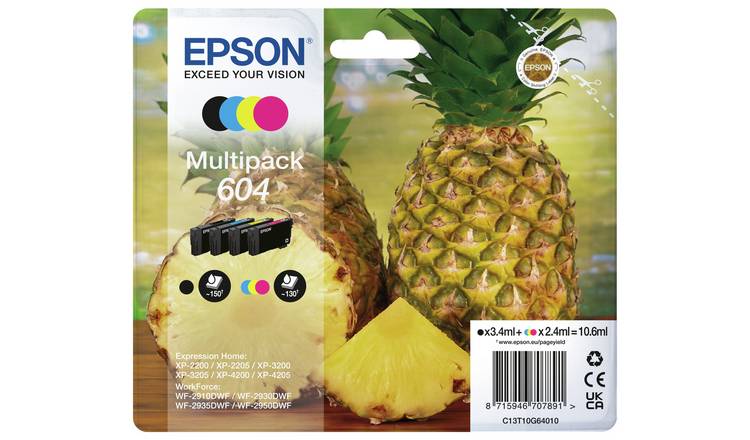 Genuine Epson 604 Black/Cyan/Magenta/Yellow Ink Cartridge Multipack