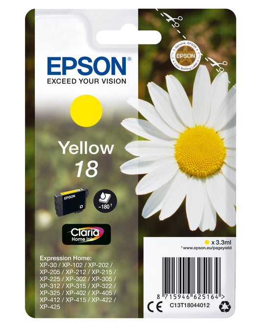 Genuine Epson 18 Yellow Ink Cartridge C13T18044010