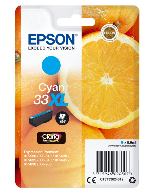 Genuine Epson 33XL Cyan Ink Cartridge