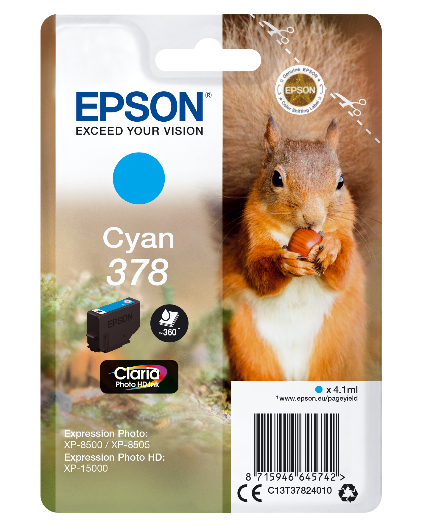 Genuine Epson 378 Cyan Ink Cartridge