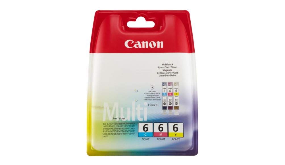 Genuine Canon BCI-6 Cyan/Magenta/Yellow Ink Cartridge Multipack