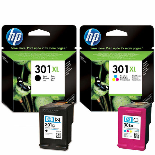 Genuine HP 301XL Black and Tri-Colour Twin Pack Ink Cartridges