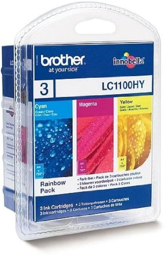 Genuine Brother LC1100HY Cyan/Magenta/Yellow Ink Cartridge Value Pack
