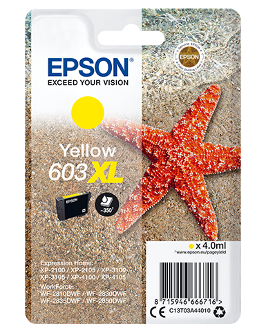 Genuine Epson 603XL Yellow Ink Cartridge