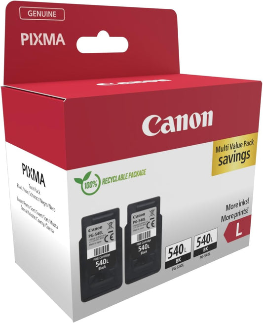 Genuine Canon PG-540L High Capacity Black Ink Cartridge Twin Pack 5224B020