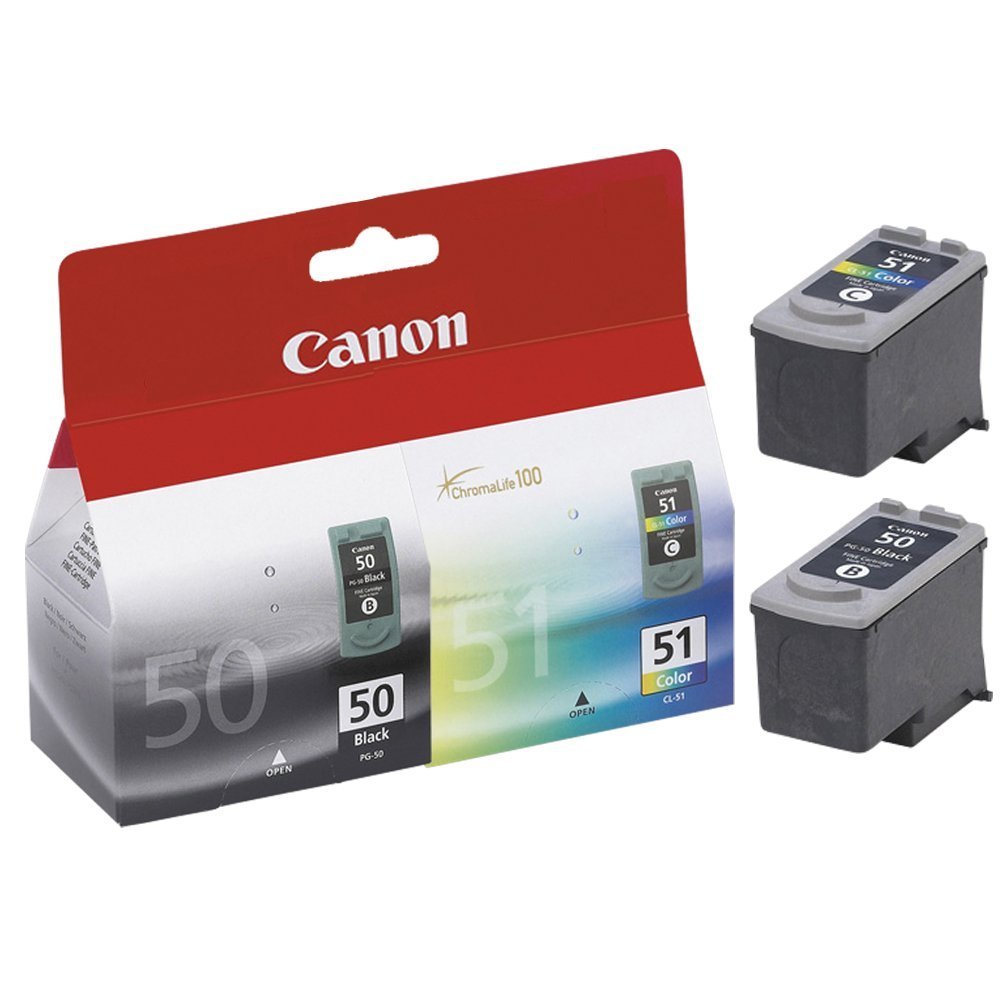 Genuine Canon PG-50 Black + CL-51 Colour Ink Cartridge Twin Pack