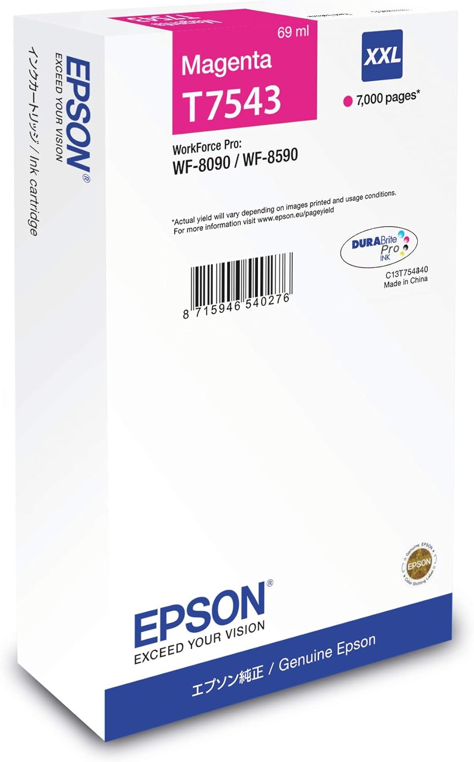 Genuine Epson T7543 Magenta Ink Cartridge C13T754340