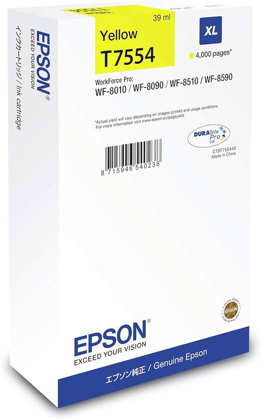 Genuine Epson T7554 Yellow High Yield Ink Cartridge