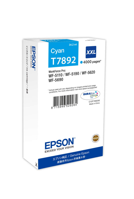 Genuine Epson T7892 Cyan Ink Cartridge C13T789240
