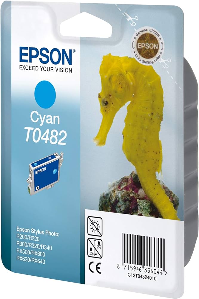 Genuine Epson T0482 Cyan Ink Cartridge