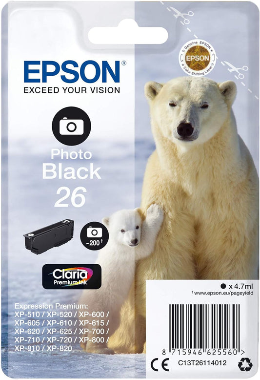 Genuine Epson 26 Photo Black Ink Cartridge