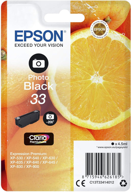 Genuine Epson 33 Photo Black Ink Cartridge C13T33414012