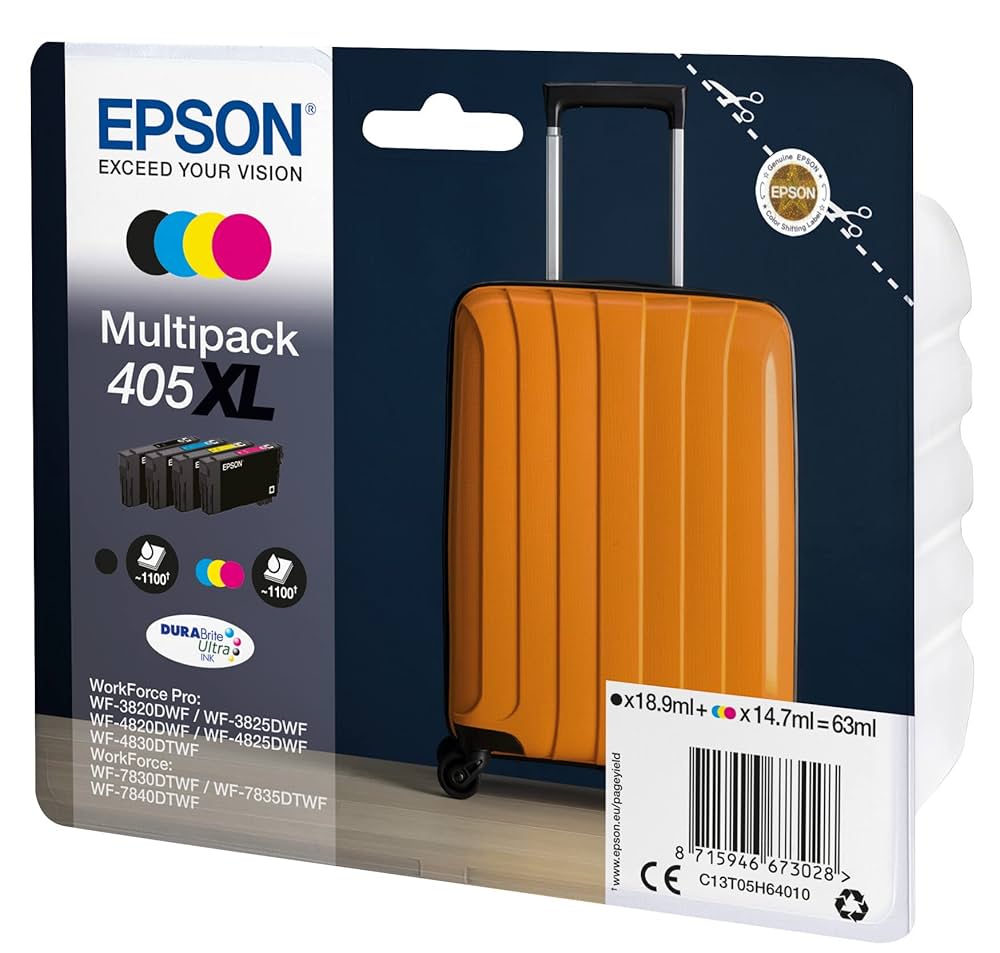 Genuine Epson 405XL Multipack Black/Cyan/Magenta/Yellow Ink Cartridge