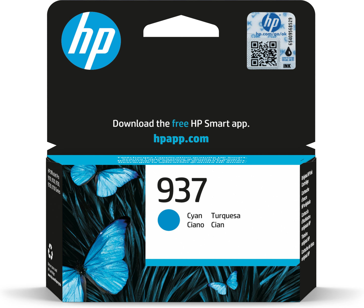 Genuine HP 937 Cyan Ink Cartridge 4S6W2NE