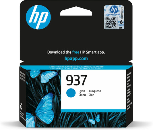 Genuine HP 937 Cyan Ink Cartridge 4S6W2NE