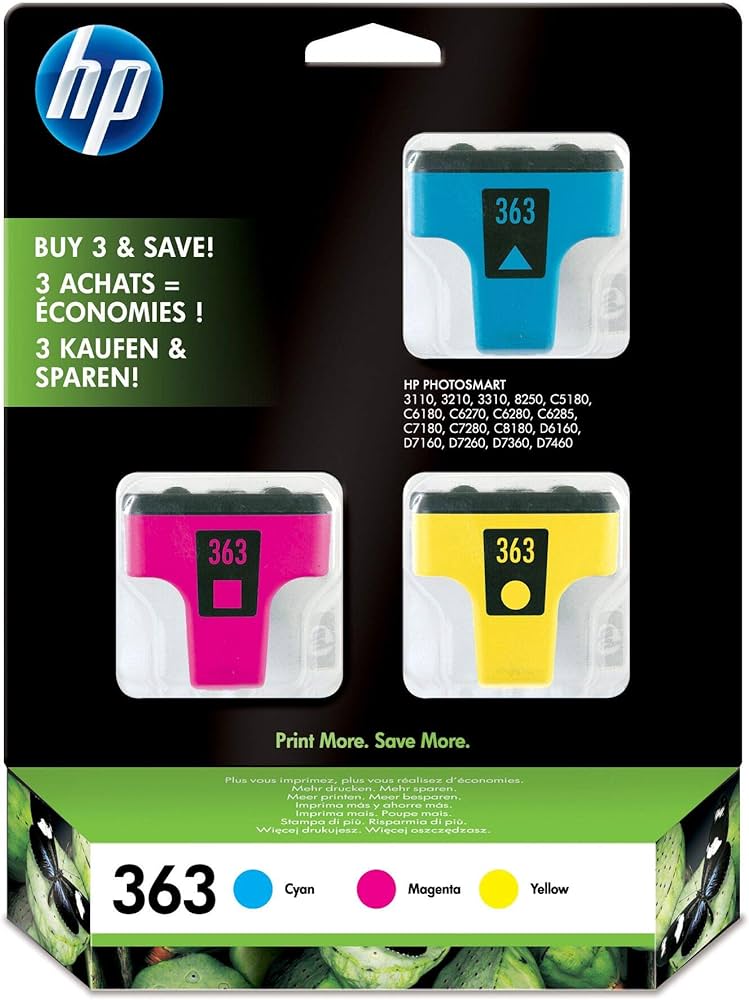 Genuine HP 363 Cyan Magenta + Yellow Ink Cartridge Multipack