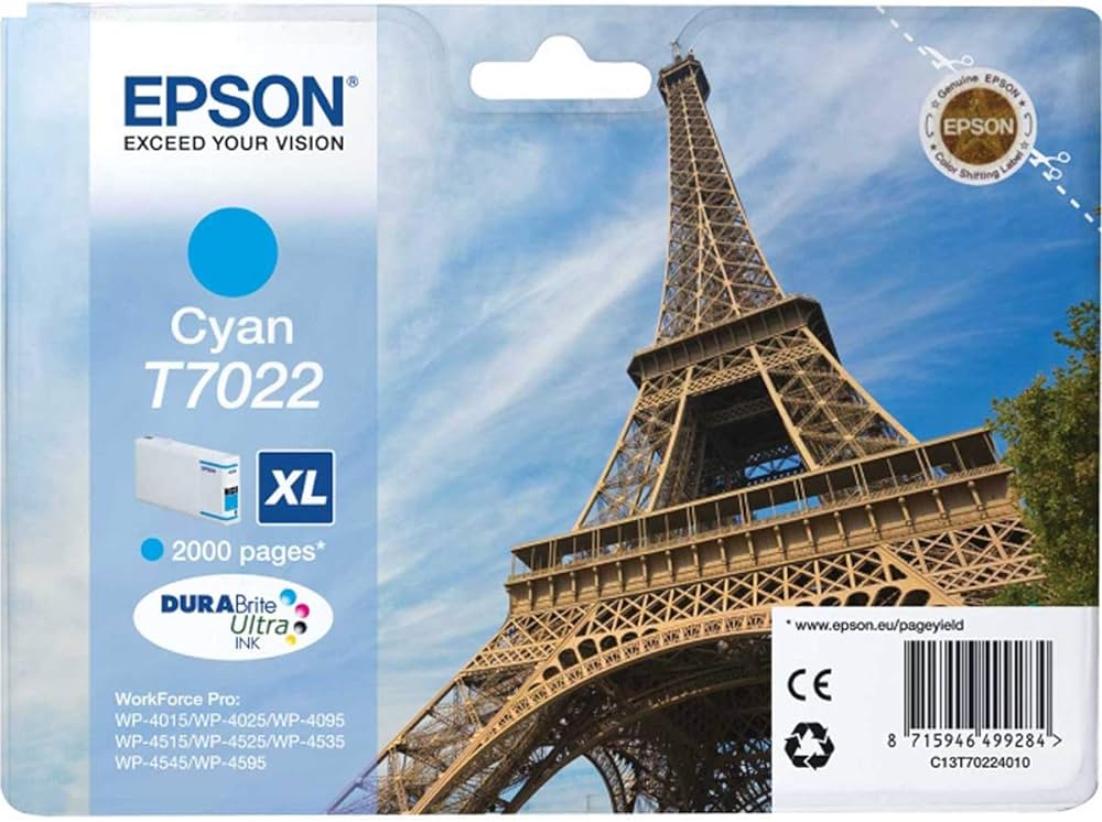 Genuine Epson T7022 XL Cyan Ink Cartridge