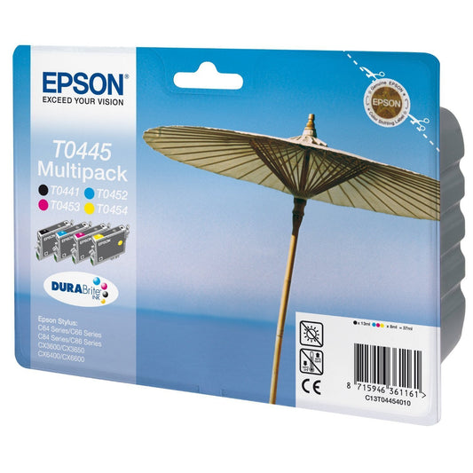 Genuine Epson T0445 (High Capacity) Black/Cyan/Magenta/Yellow Ink Cartridge Multipack
