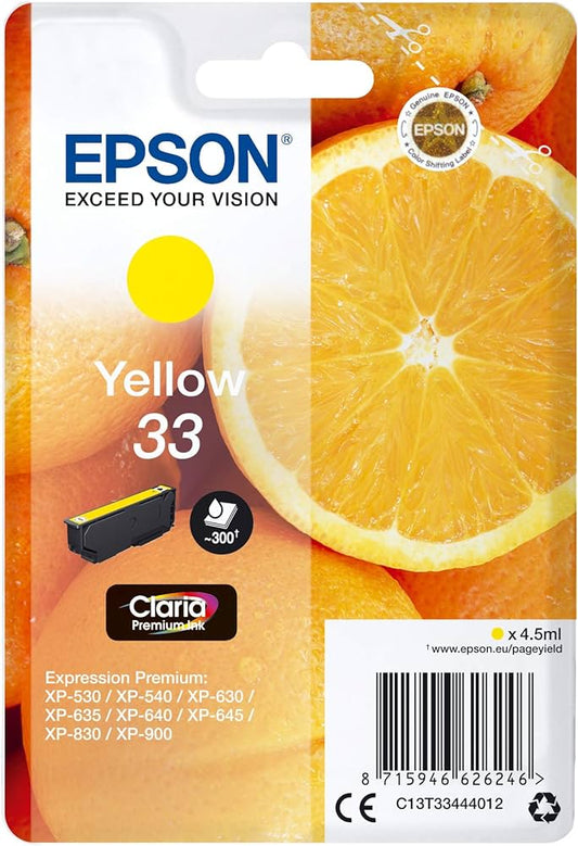 Genuine Epson 33 Yellow Ink Cartridge