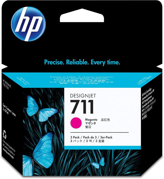 Genuine HP 711 Magenta Ink Cartridge 3 Pack CZ135A