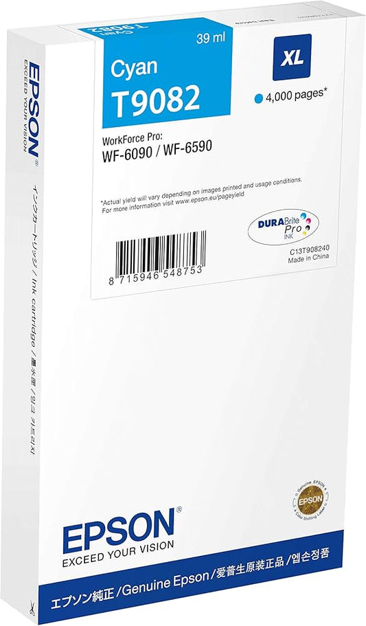 Genuine Epson T9082 Cyan Ink Cartridge