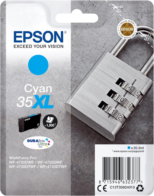 Genuine Epson 35XL Cyan Ink Cartridge C13T35924010