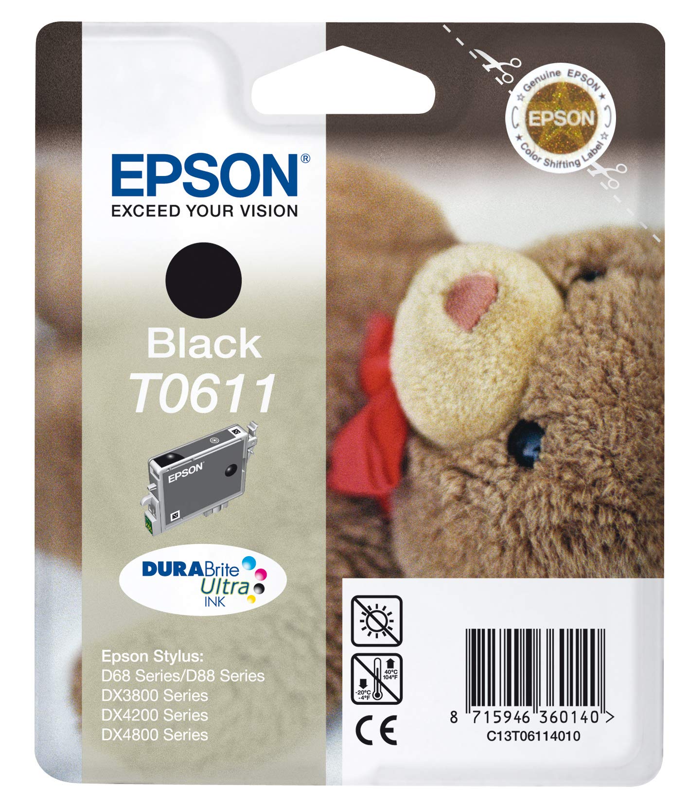 Genuine Epson T0611 Black Ink Cartridge