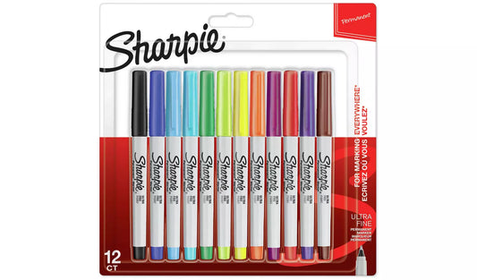 Sharpie Permanent Marker | Ultra Fine Point | Assorted Pack of 12