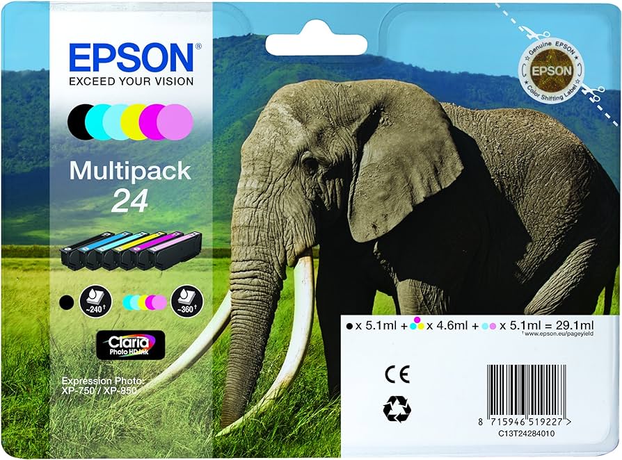 Epson 24 C/M/Y/K/LC/LM 6 Pack Ink Cartridges C13T24284010