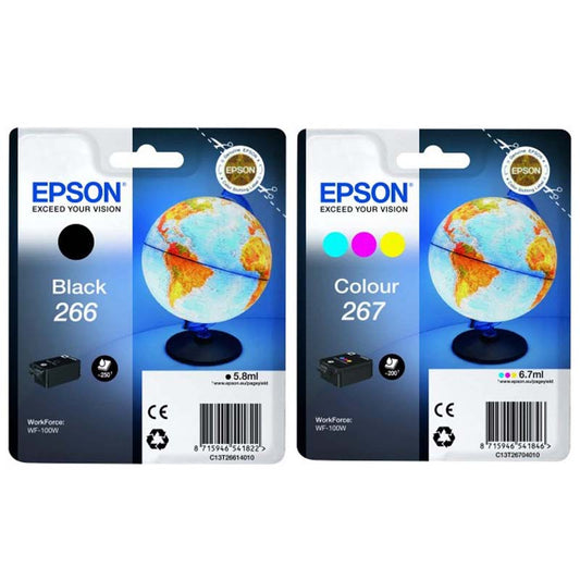 Genuine Epson 266 Black and 267 Colour Ink Cartridge Multipack Globe