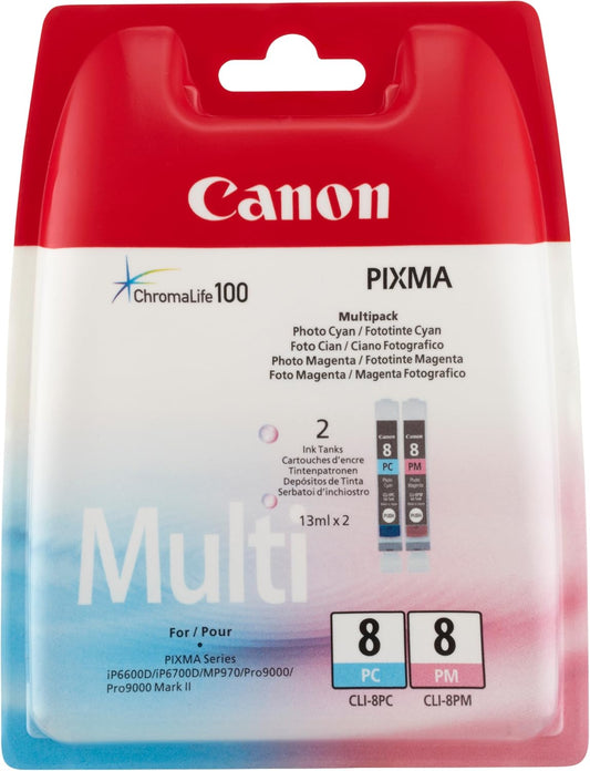 Genuine Canon CLI-8 Photo Magenta + Photo Cyan Twin Pack 0624B026