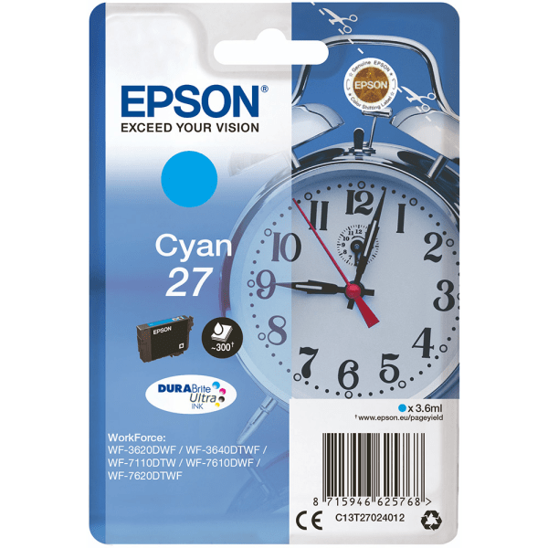 Genuine Epson 27 Cyan Ink Cartridge
