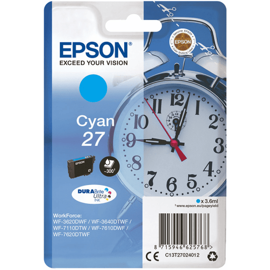 Genuine Epson 27 Cyan Ink Cartridge