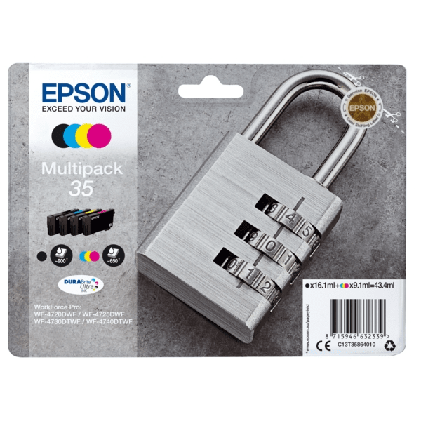 Genuine Epson 35 Black/Cyan/Magenta/Yellow Ink Cartridge Multipack
