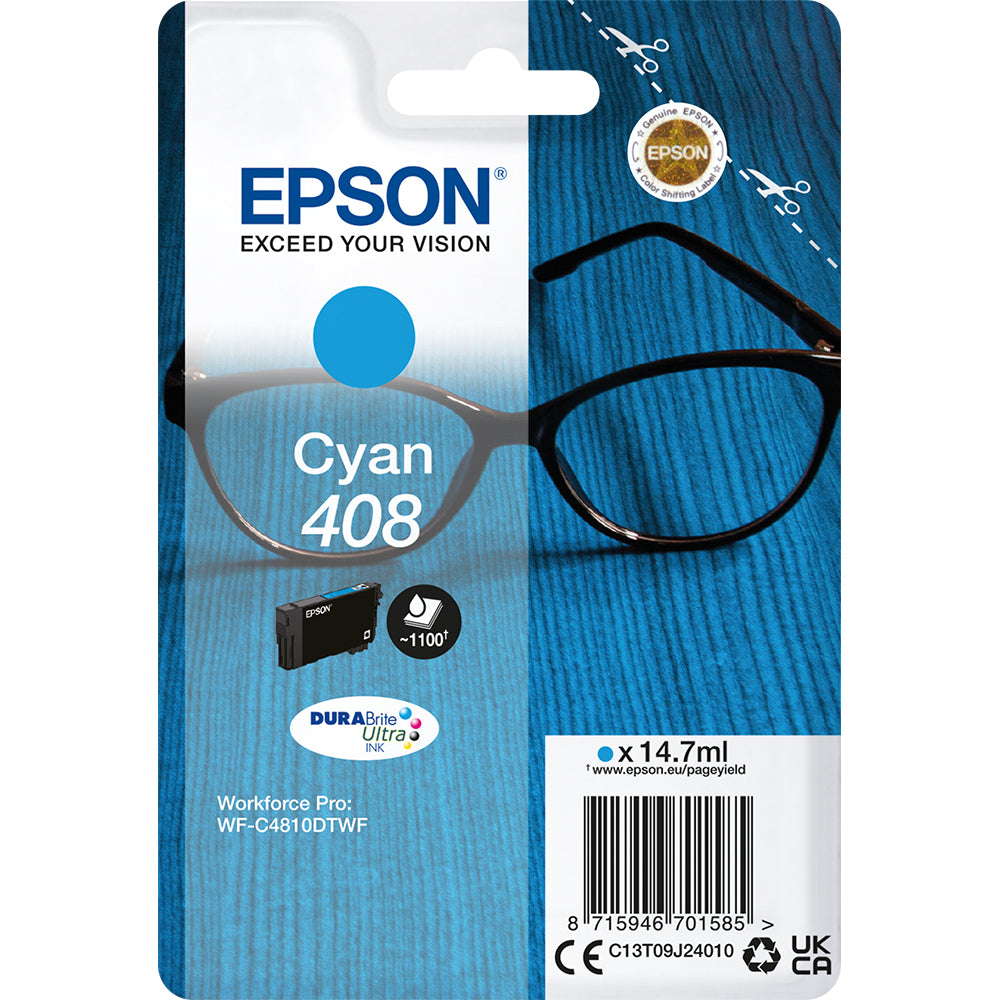 Genuine Epson 408 Cyan Ink Cartridge