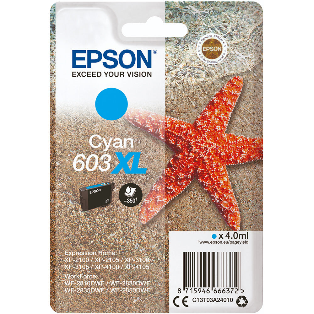 Genuine Epson 603XL Cyan Ink Cartridge