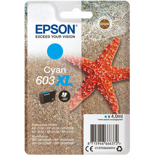 Genuine Epson 603XL Cyan Ink Cartridge