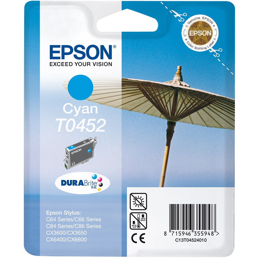 Genuine Epson T0452 Cyan Ink Cartridge