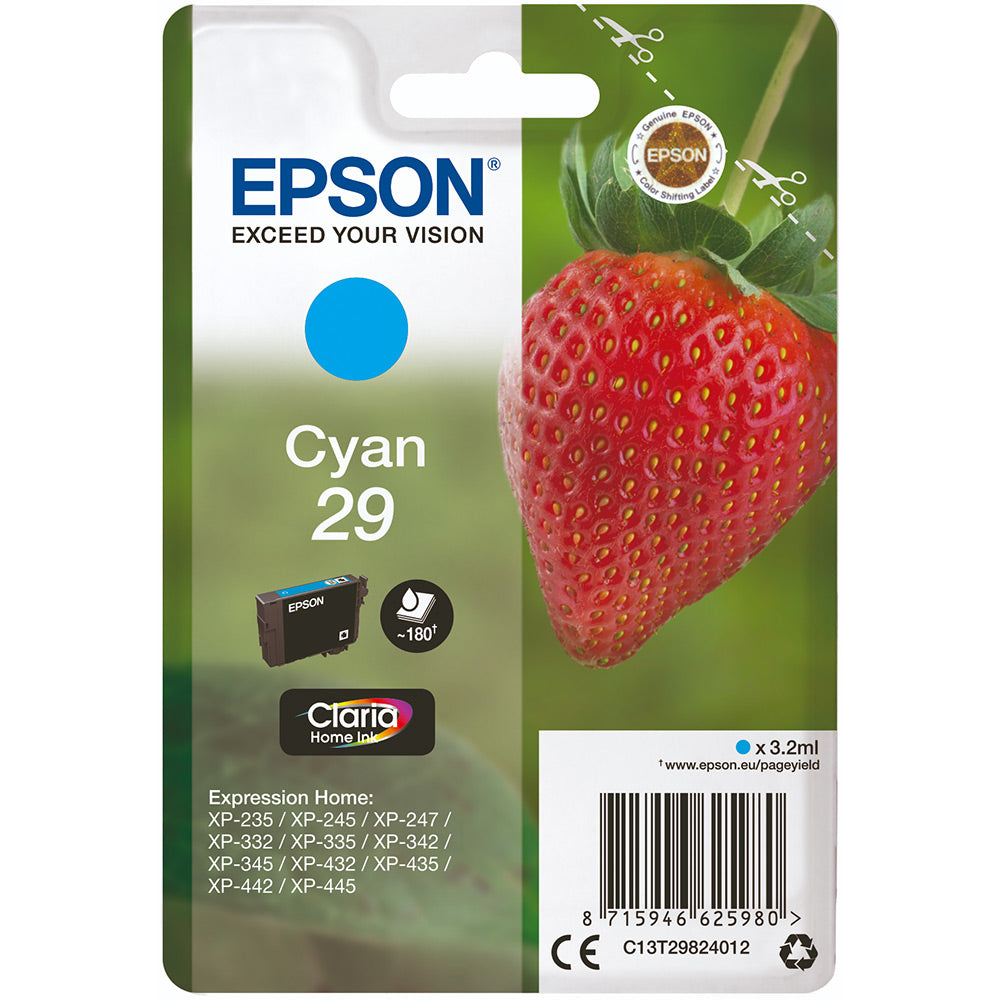 Genuine Epson 29 Cyan Ink Cartridge