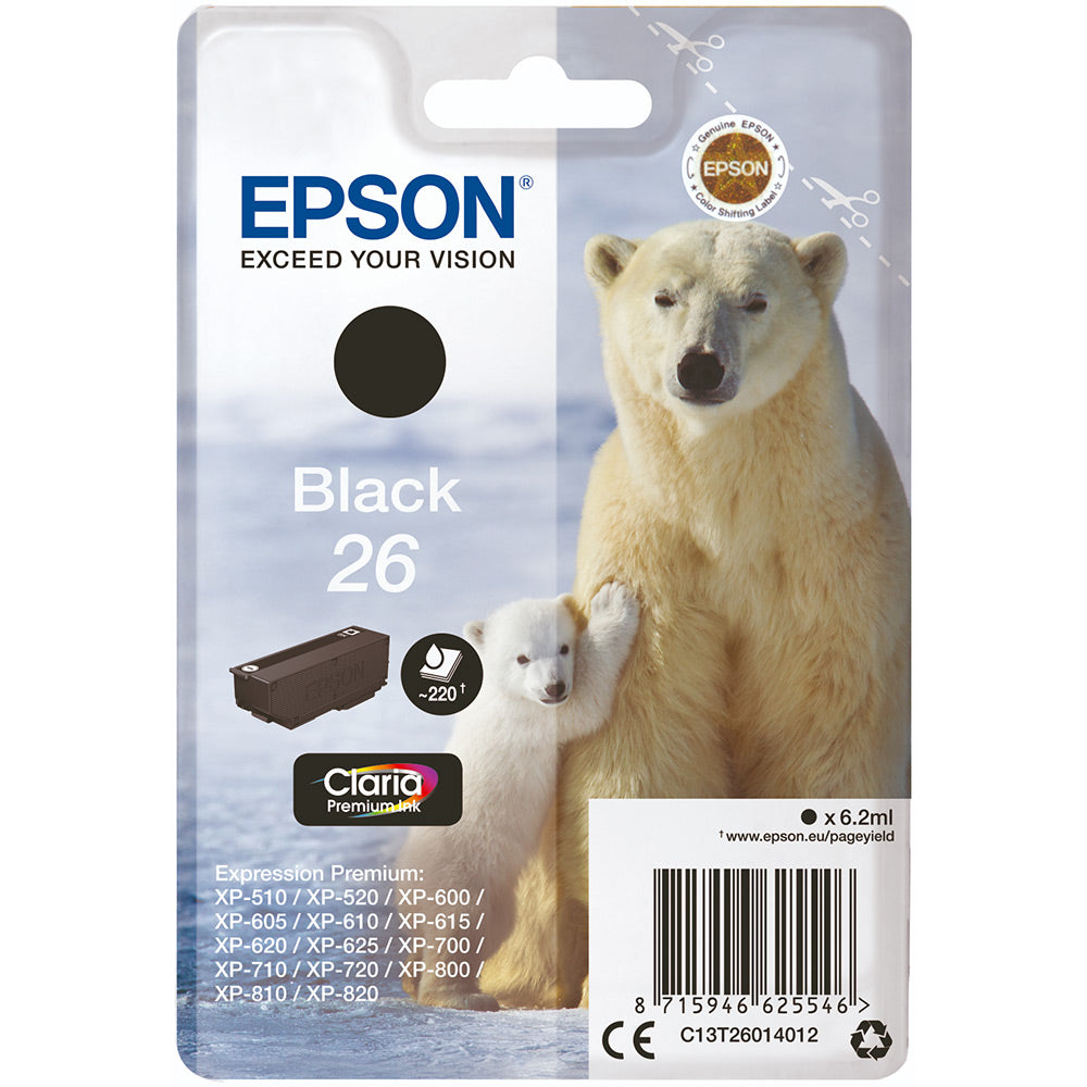 Genuine Epson 26 Black Ink Cartridge