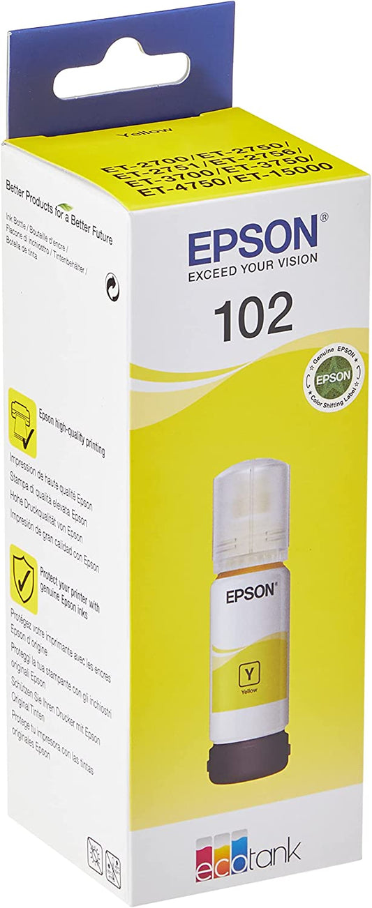 Genuine Epson 102 Yellow Ink Bottle