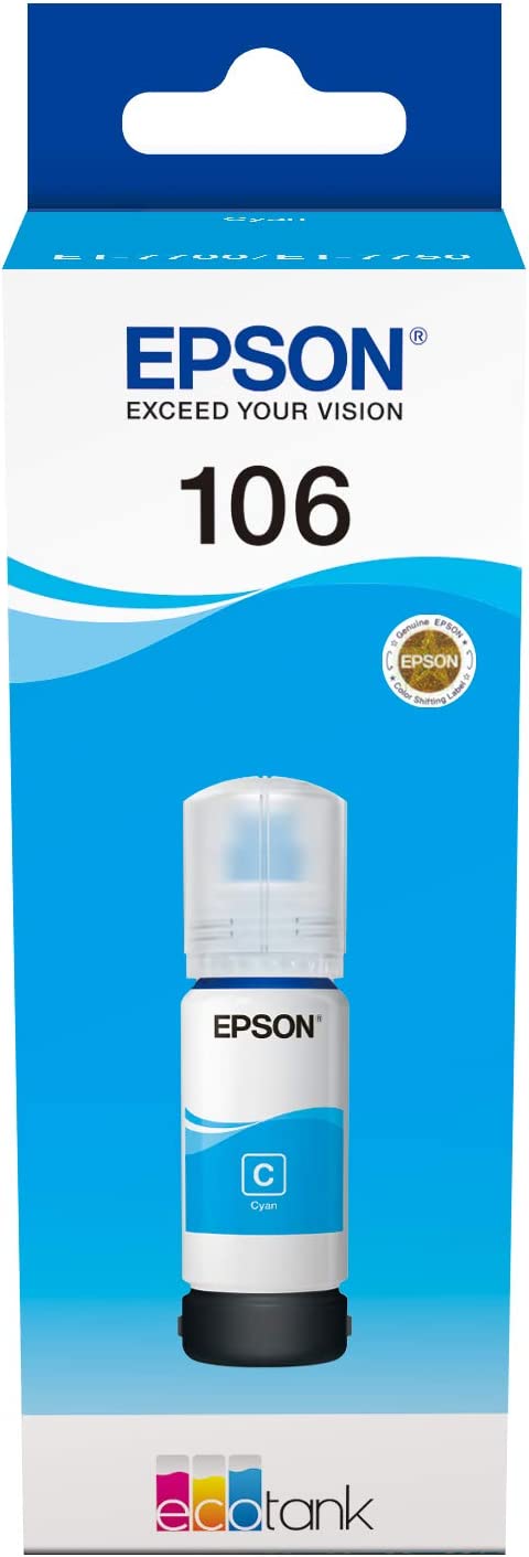 Genuine Epson 106 Cyan Ink Bottle